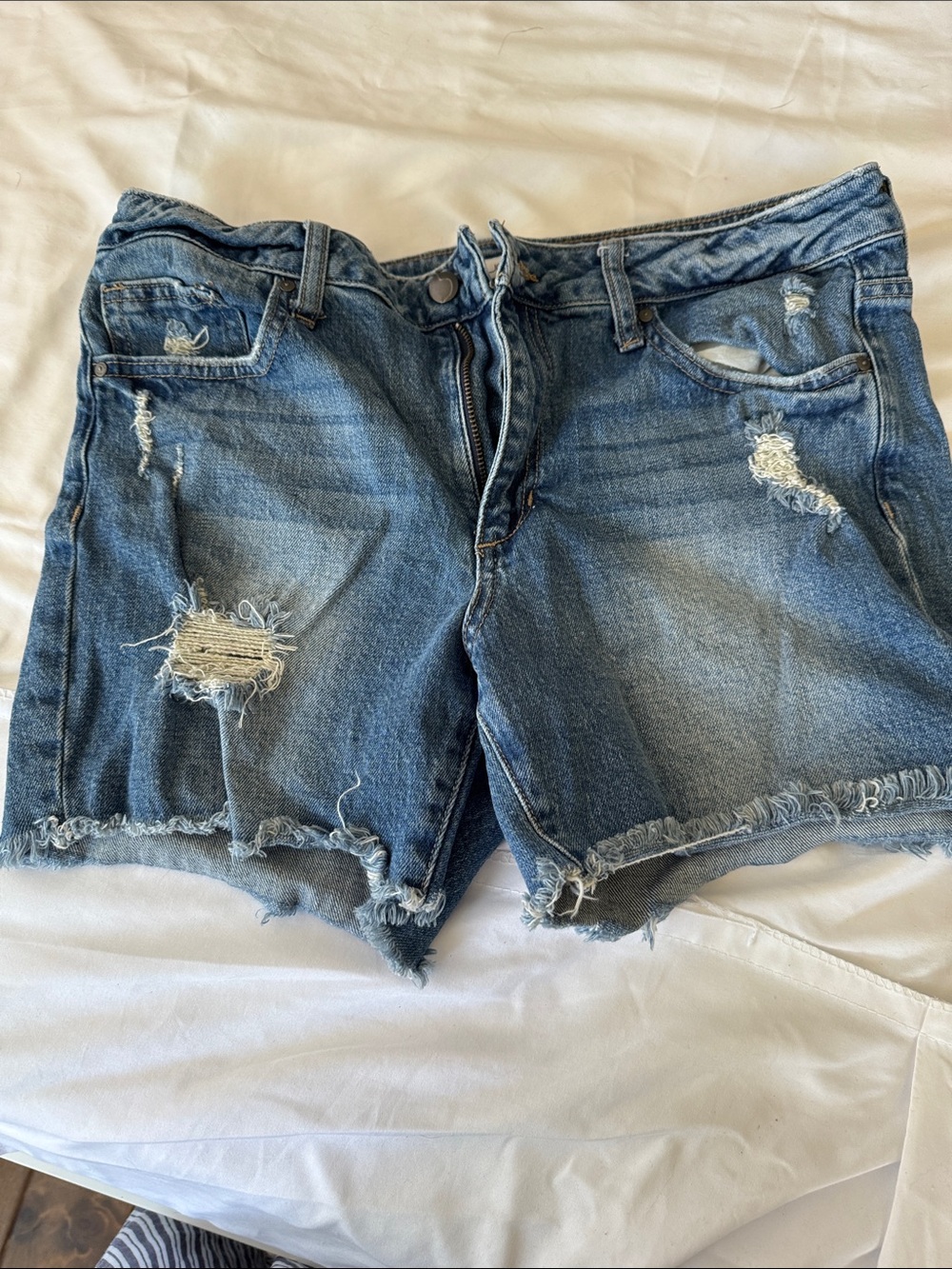 Joe's Jeans Distressed Mid-Blue Denim Cutoff Shorts